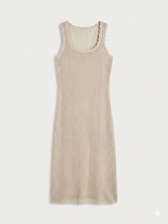 Z Supply Dresses & Skirts - Z Supply Beige Open-Knit Sleeveless Midi Dress
